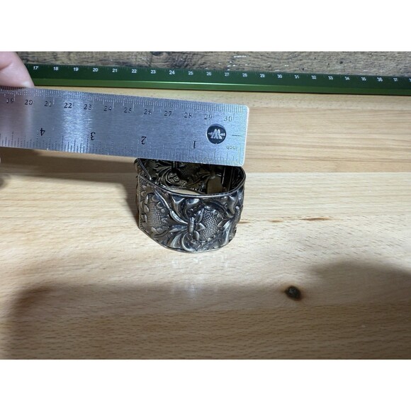 Unique Vintage Silvertone Art Nouveau Bracelet Repousse  Renaissance Rustic main image 2